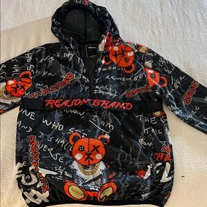 Reason Brand Xo Flyest Teddy Half-Zip Pullover Anorak Hoodie.